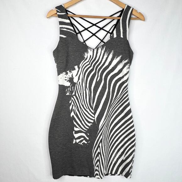 Bebe Addiction Bodycon Zebra Dress Small - Picture 1 of 10